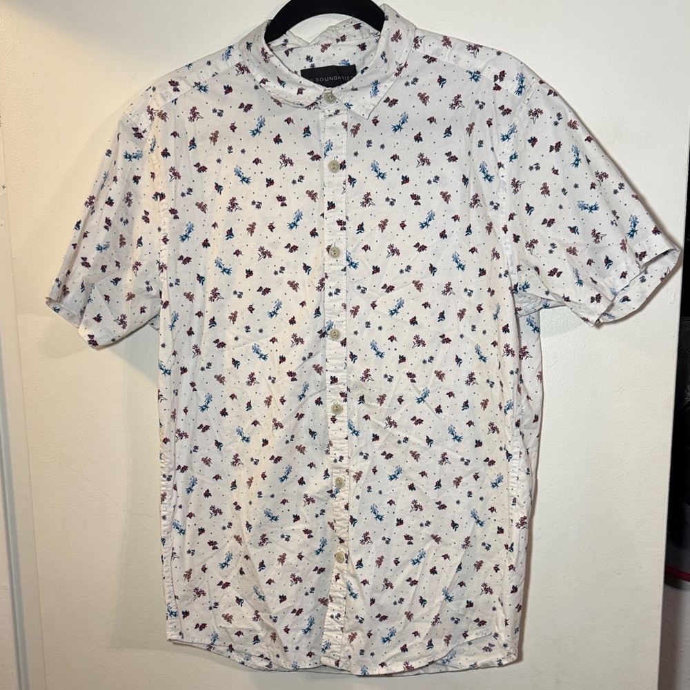 Men's White button down Patterned Shirt
